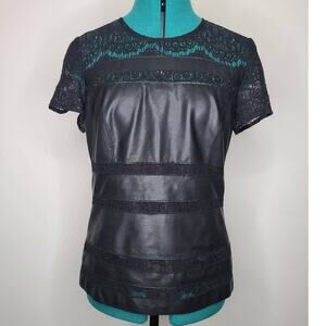 Saks Fifth Avenue leather lace shirt - medium